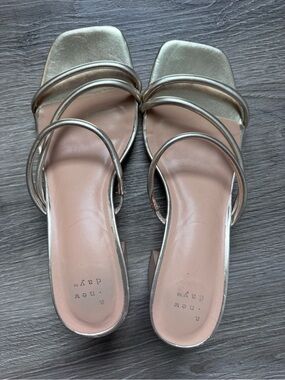 Metallic Gold Strappy Block Heels - a new day